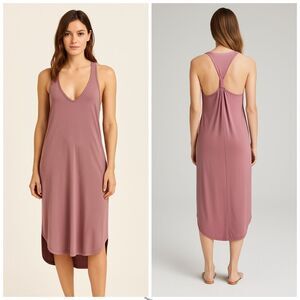 Revolve Mod Ref Deep V Neck Twist racer back Mauve Sundress Midi Dress